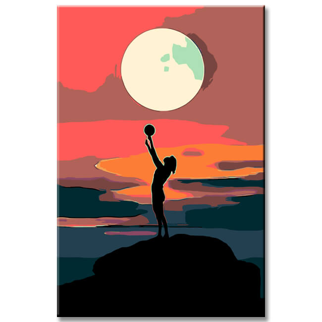 Painting by Numbers Art Lifestyle Full Moon is Held by Person