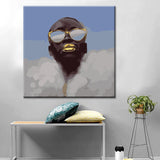 Painting by Numbers Art Lifestyle African Person with Golden Lips and Sunglasses