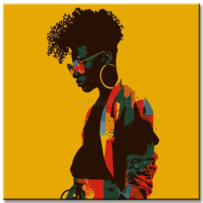 Painting by Numbers Africa Person Golden Lips & Glasses