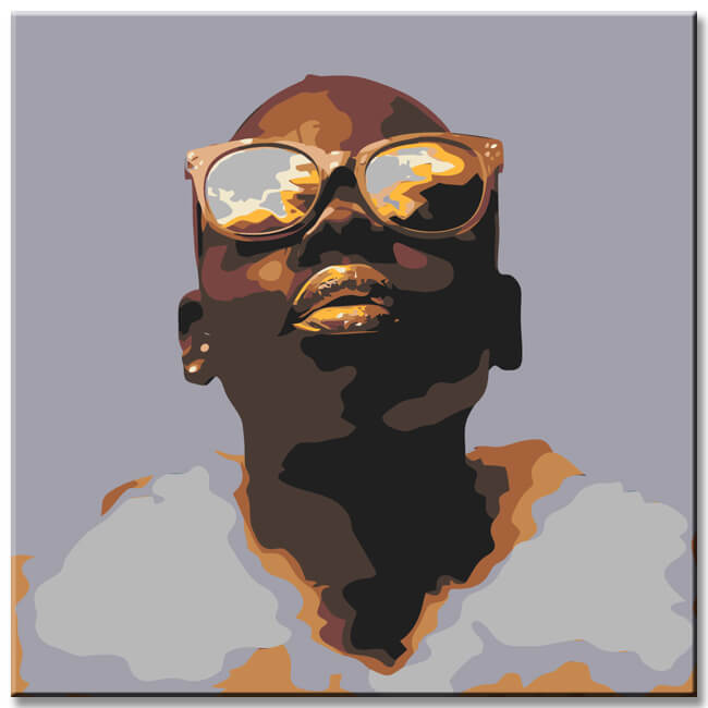 Painting by Numbers Africa Person Golden Lips & Glasses