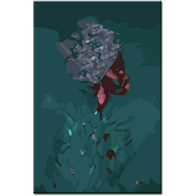 Painting by Numbers Art Lifestyle African Woman with Leaves Cape and Pink Earrings
