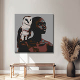 Painting by Numbers Art Woman with White Owl on Shoulder