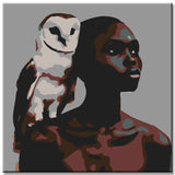 Painting by Numbers Art Woman with White Owl on Shoulder