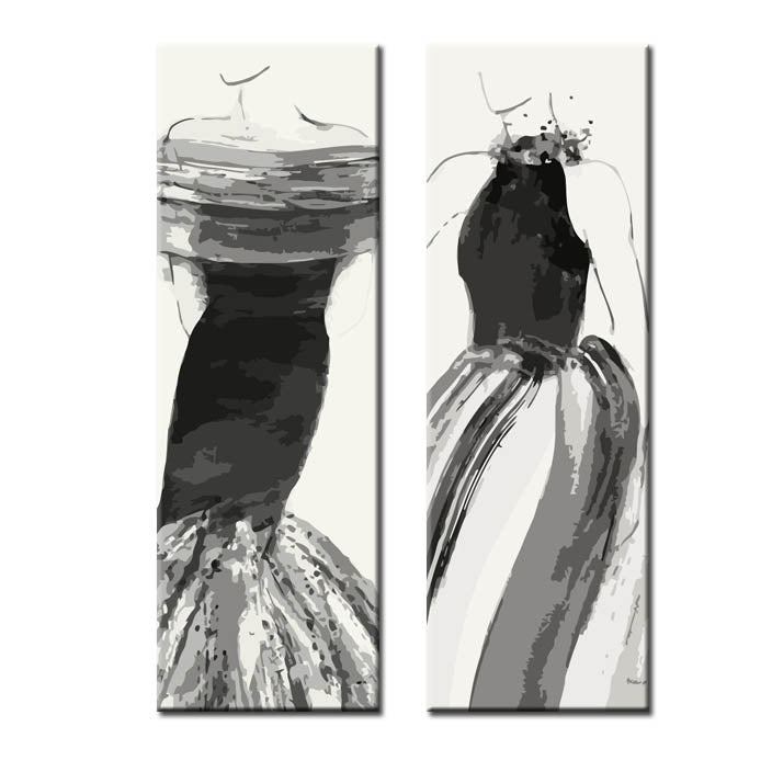 Painting by numbers art lifestyle woman in a long dress