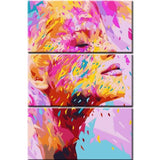Painting by Numbers Art Lifestyle Woman Profile with Pastel Colored Blobs 3-Panel