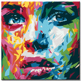 Painting by Numbers Art Lifestyle Woman Half Red Colored and Half Teal Colored Face