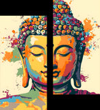 Painting by Numbers Art Lifestyle Golden Buddha with Paint Splashes 2-Panel