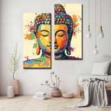 Painting by Numbers Art Lifestyle Golden Buddha with Paint Splashes 2-Panel