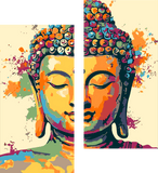 Painting by Numbers Art Lifestyle Golden Buddha with Paint Splashes 2-Panel