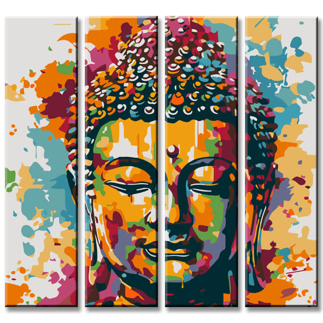 Painting by Numbers Painting Lifestyle Colored Buddha 4-Panel