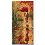 Painting by Numbers Art Lifestyle Woman Standing on The Bank with An Umbrella