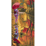 Painting by Numbers Art Lifestyle Woman Standing on The Bank with An Umbrella