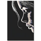 Paint by Numbers Black and White Woman Silhouette Face
