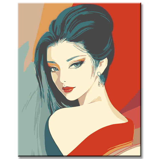 Painting by Numbers Oriental Woman in Red