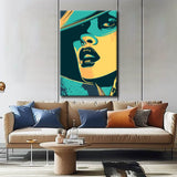 Painting by numbers woman in a green turquoise hat shipping from DE-53*53cm (format for 3D gallery - stretcher frame) - without stretcher frame - without covering service