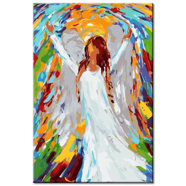 Paint by Numbers Colored Guardian Angel Art