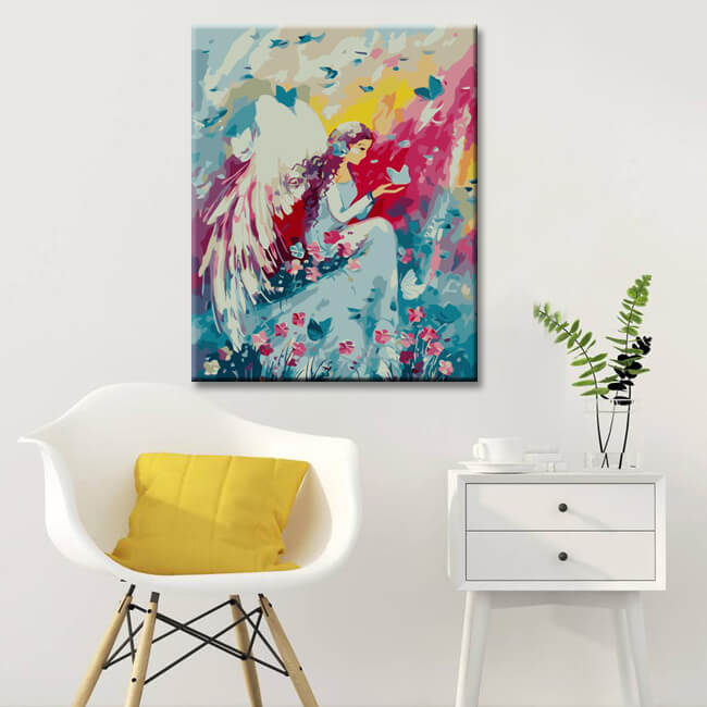 Painting by Numbers Beautiful Angel in Flowers