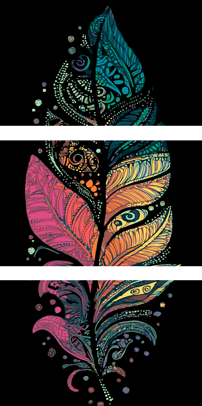 Painting by Numbers Mandala Feather 3-Panel