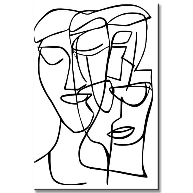 Painting by Numbers Art Minimalism Drawing Three Faces