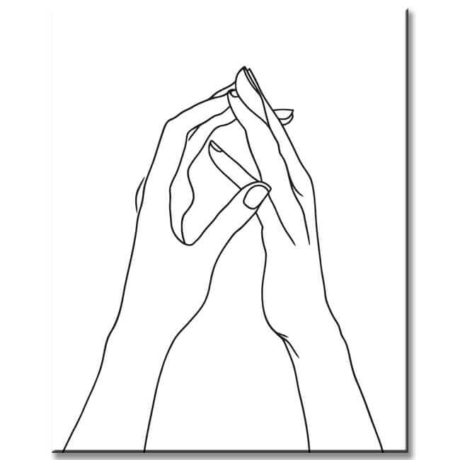 Painting by Numbers Line Drawing Art Silhouette Hands I