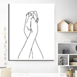 Painting by Numbers Line Drawing Art Silhouette Hands II
