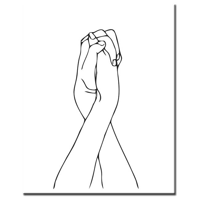 Painting by Numbers Line Drawing Art Silhouette Hands II