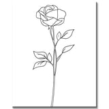 Paint by Numbers Line Drawing Art Silhouette Rose
