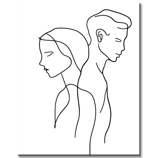 Painting by Numbers Line Drawing Art Silhouette Man and Woman