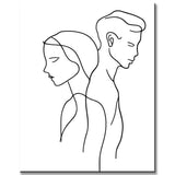 Painting by Numbers Line Drawing Art Silhouette Man and Woman