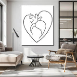 Paint by Numbers Line Drawing Art Silhouette Heart