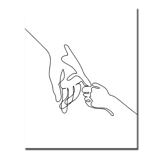 Painting by Numbers Line Drawing Art Silhouette Hands IV