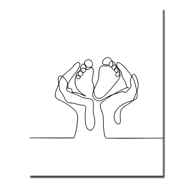 Paint by Numbers Line Drawing Art Silhouette Baby Feet
