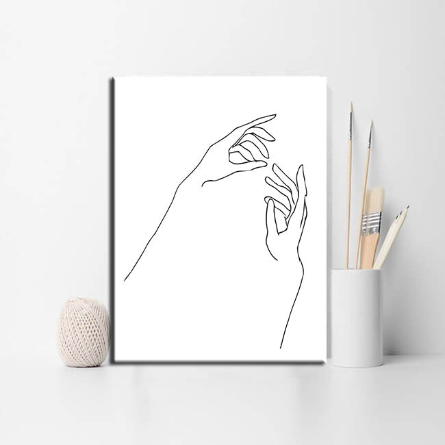 Painting by Numbers Line Drawing Art Silhouette Hands VII