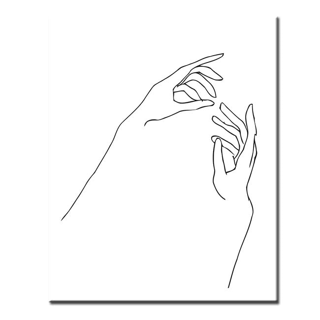 Painting by Numbers Line Drawing Art Silhouette Hands VII