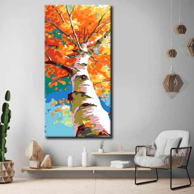 Painting by numbers art autumn tree