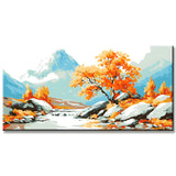 Paint by Numbers Art - Mountain Scene with Trees and Rocks