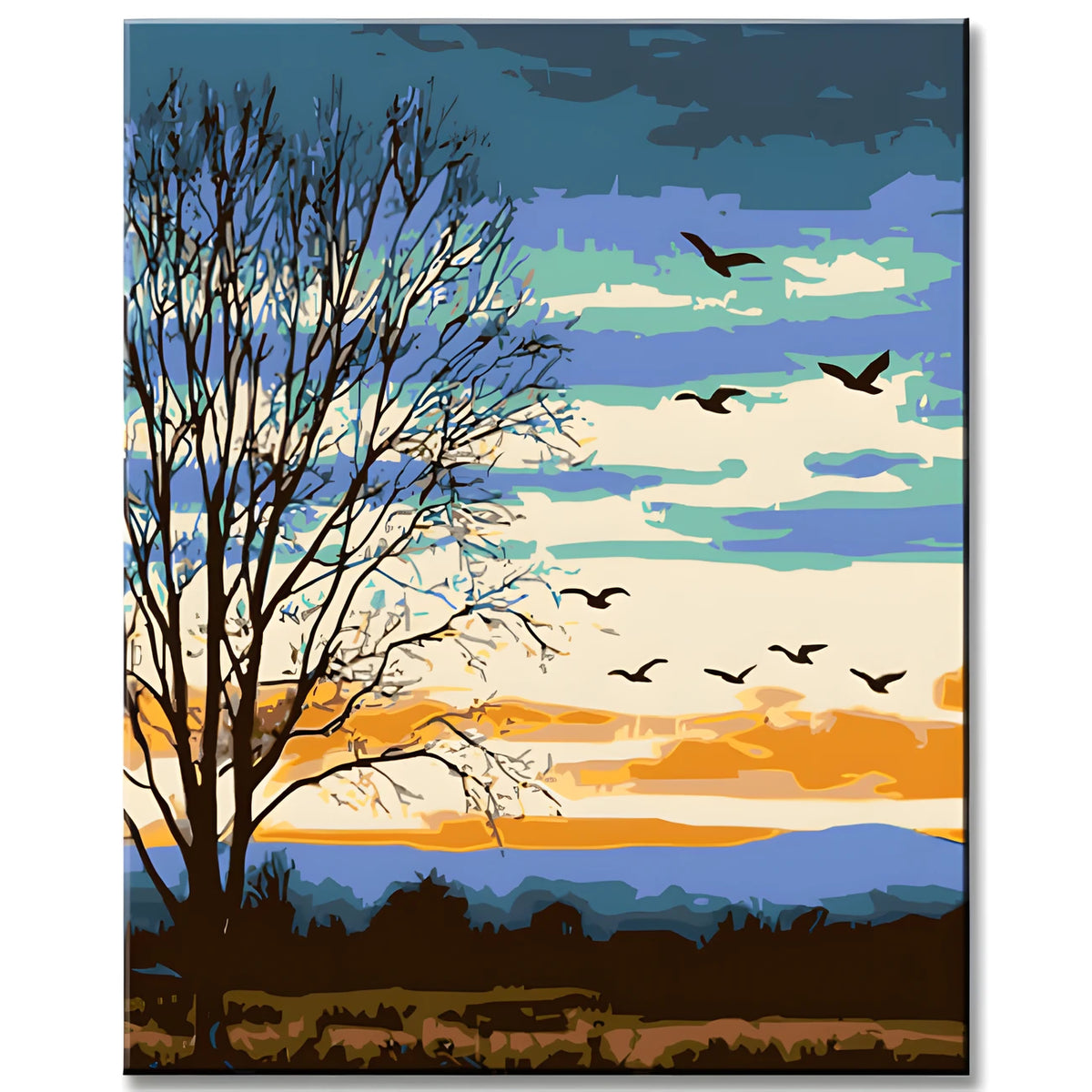 Paint by Numbers Art Nature Geese in Winter Sky