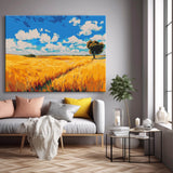 Painting by Numbers Art Nature An Autumn Colored Field with Clouds