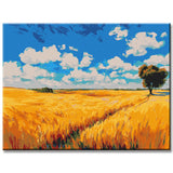 Painting by Numbers Art Nature An Autumn Colored Field with Clouds