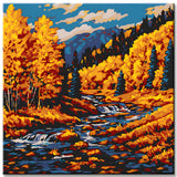 Painting by Numbers Art Nature River  Flows Through The Autumn Landscape