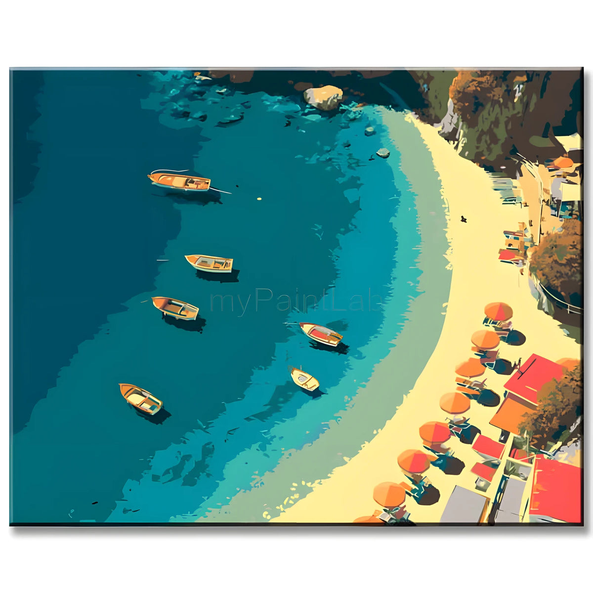 Painting by Numbers Art Nature Boats Are Moored in The Sea and Beach