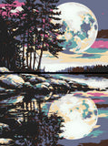 Painting by Numbers Art Nature Full Moon Reflected in The Water