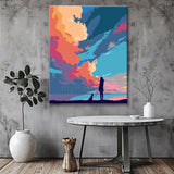 Painting by Numbers Art Nature Girl with Dog and Exotic Clouds
