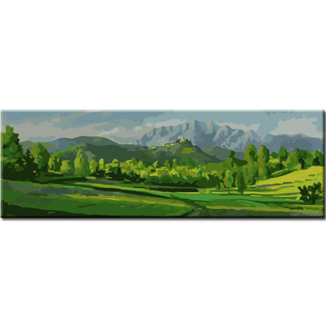 Painting by Numbers Art Nature Green Meadows and Mountains