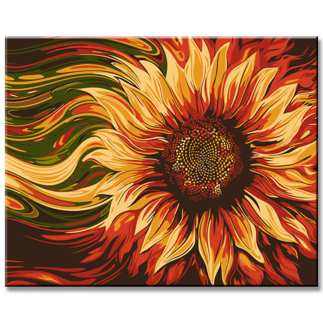 Painting by numbers art nature open sunflower blowing in the wind