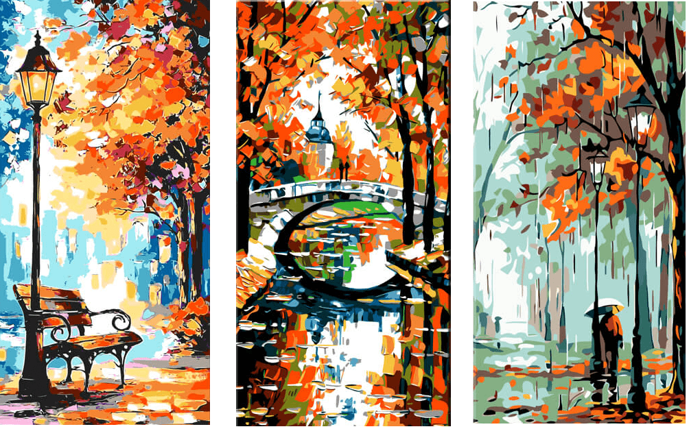 Painting by Numbers Art Nature Autumn Pictures - 3-Panel