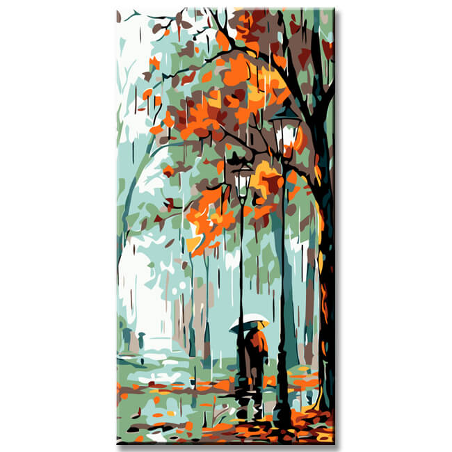 Painting by Numbers Art Nature Autumn Tree Rain Lanterns