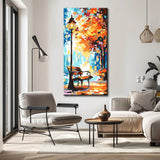 Painting by Numbers Art Nature Autumn Picture with A Bench and Lanterns