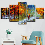 Painting by Numbers Art Nature Autumn Landscape Woman with Umbrella 5-Panel
