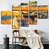 Painting by Numbers Nature Art Boat At The Sea III 5-Panel